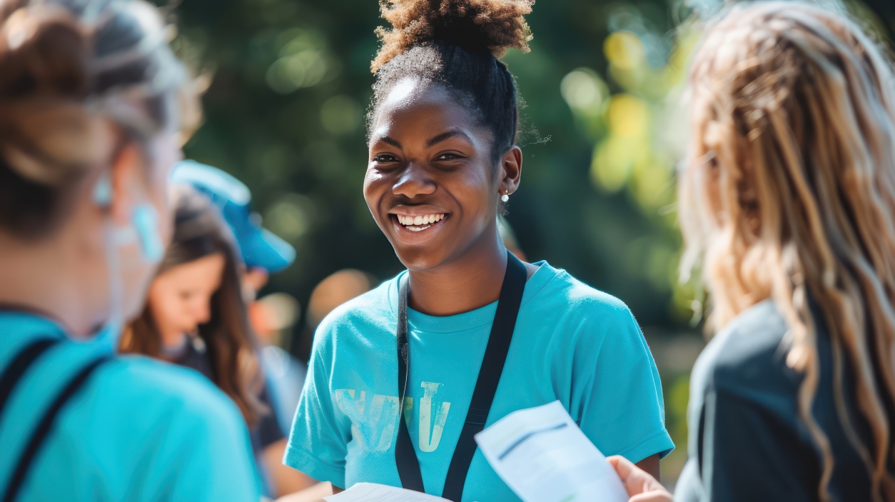 Smiling college student